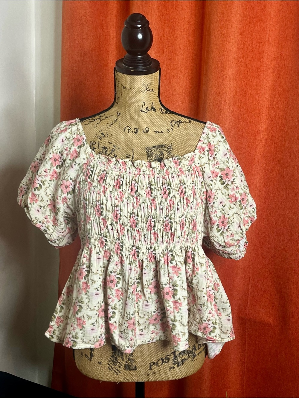 POL Pink Floral Smocked Peplum Blouse